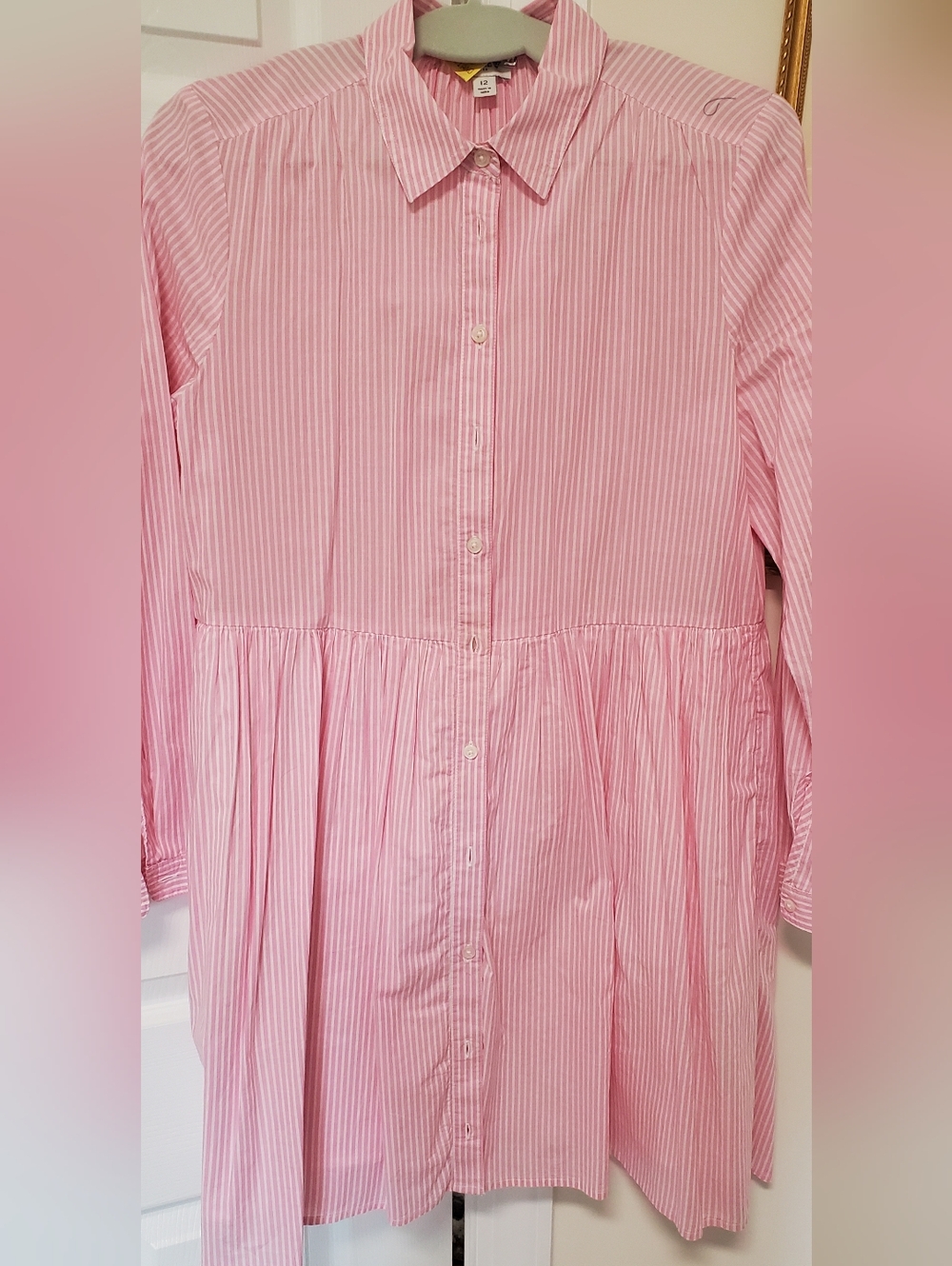 NWOT J. Crew Long Sleeve Pink/white Stripe Dress Size 12